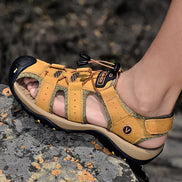 Veltrano Herren Ledersandalen mit Klettverschluss