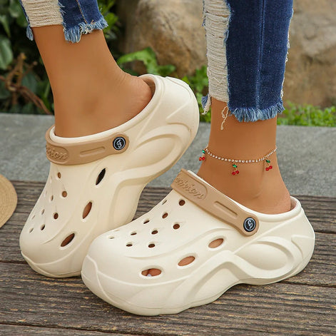 Veloria Damen Plateau Clogs mit Keilsohle aus EVA