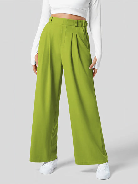 Velmoria Damen Karohose mit weitem Bein und hoher Taille