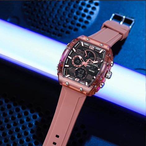Herren Armbanduhr mit Analog-Digital-Anzeige und LED-Beleuchtung