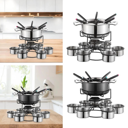 Culvion Fondue-Set – Edelstahl-Schmelztopf mit Teelichtbetrieb