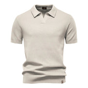 Calviro Polo Herren kurzarm Polyester Viskose Kragen mit Knopfleiste einfarbig