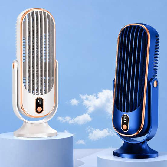 Kompakter USB Tischventilator mit Digitalem Display und Verstellbarem Luftstrom – Brezano