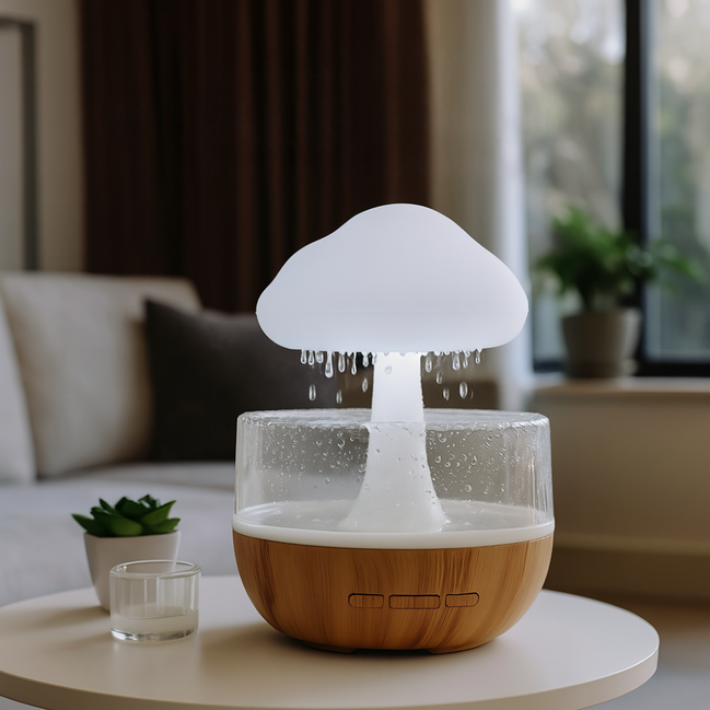 **Ultraschall Aroma Diffuser mit LED-Licht** – Beruhigender Regen-Effekt für Entspannung 0