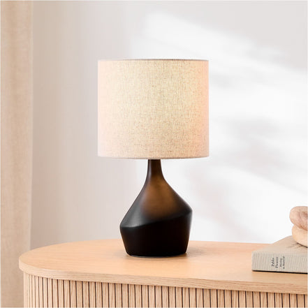 Ceravo Keramik-Tischleuchte mit Leinenschirm