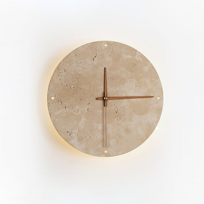 Wall Clock Travertine Lamp – Minimalist Design with Warm Ambiance 0