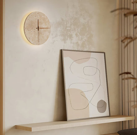 Wall Clock Travertine Lamp – Minimalist Design with Warm Ambiance 6