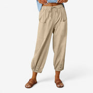Norvella Damen Hose mit hoher Taille und Kordelzug