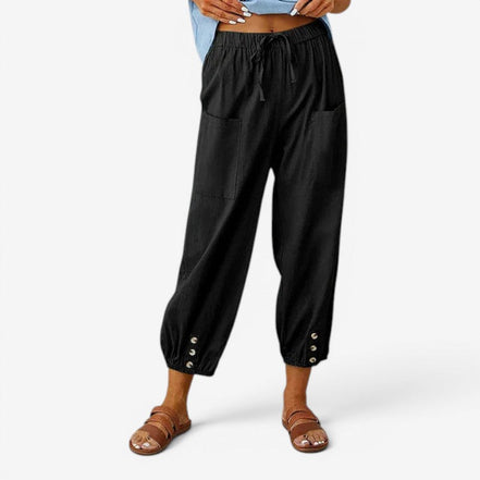 Norvella Damen Hose mit hoher Taille und Kordelzug