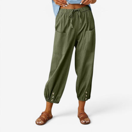Norvella Damen Hose mit hoher Taille und Kordelzug