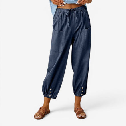 Norvella Damen Hose mit hoher Taille und Kordelzug