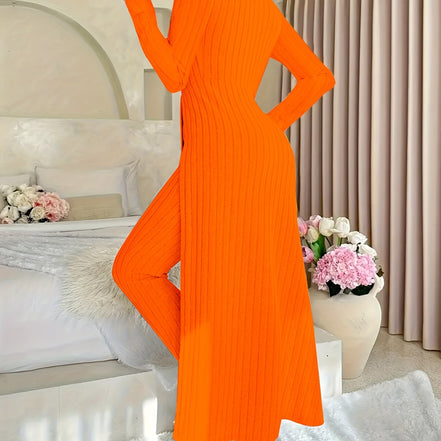 Plaid Zweiteiler – Rundhals-Top mit Schlitz & passende Hose