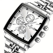 Ravaro Herrenuhr – Rechteckige Analoguhr mit Metallarmband