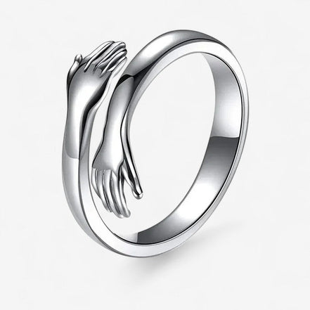 Handoria Damenring mit verschlungenem Handdesign und offener Form