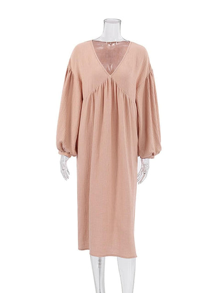 Liravelle Damen Maxikleid mit V-Ausschnitt
