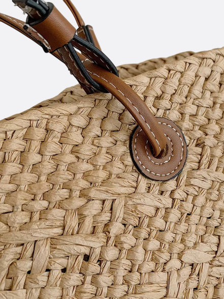 Damen Strohtasche mit Lederdetails und großem Fassungsvermögen – Solmira