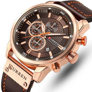 Corvello Herren Armbanduhr mit Lederarmband und Chronographenfunktion