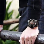 Corvello Herren Armbanduhr mit Lederarmband und Chronographenfunktion