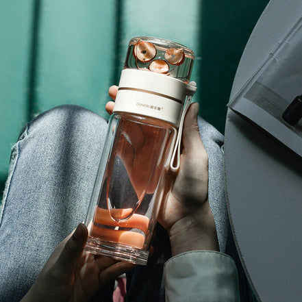 ThermoTea Glasflasche mit Edelstahl-Infuser