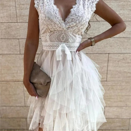 Avenelle Ärmelloses Damenkleid mit V-Ausschnitt und Rückenschleife
