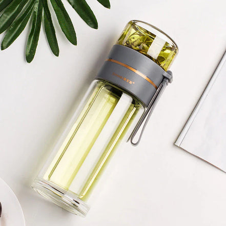 ThermoTea Glasflasche mit Edelstahl-Infuser