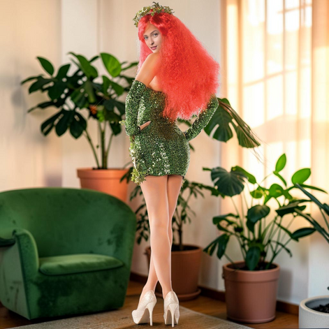Trägerloses Pailletten-Minikleid mit Ärmeln – Elvara