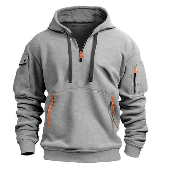 Zarello Hoodie mit halbem Reißverschluss und Taschen in lockerer Passform für Alltag und Freizeit