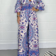 Vireluna Langarm Jumpsuit mit V-Ausschnitt