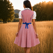 Damen Oktoberfest Dirndl mit Karomuster und Schürze – Liesel