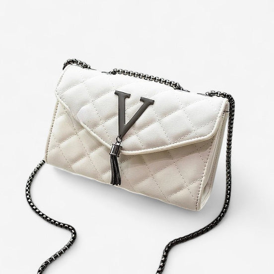 Quavira Schultertasche aus Leder mit gestepptem Design und großem Innenfach