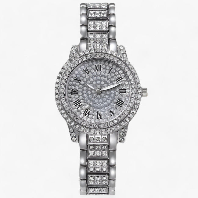 Zirvella Damen Armbanduhr mit Zirkonia-Besatz und Edelstahlarmband