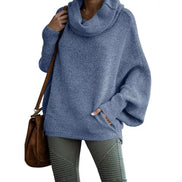 Lurexa Rollkragen Pullover mit Tasche und lockerer Passform für Alltag und Freizeit